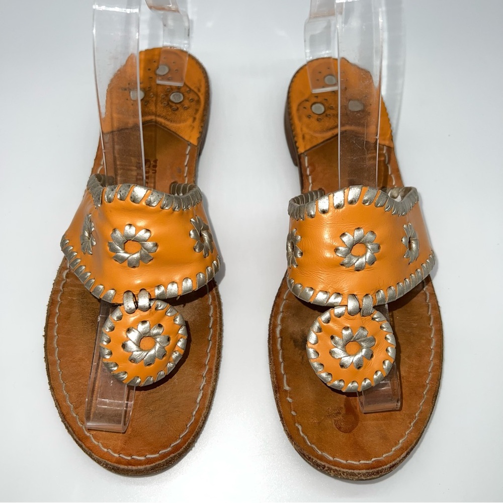 Jack Rogers Orange and Silver Leather Sandals
